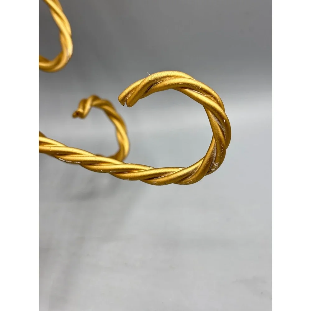 Vtg Gold Twisted Metal Rope Candelabra Set 2‎ Hollywood Regency Candle Holders